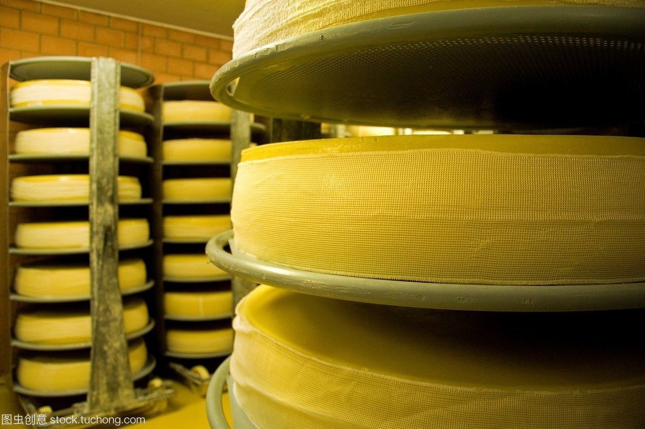 瑞士,伯尔尼,艾弗特恩,emmental奶酪的乳品生产,成熟的房间